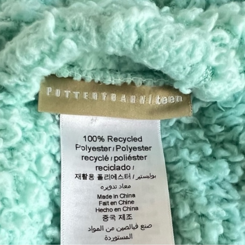 POTTERYBARN TEEN Mint Green Fleece Robe Size XS -- SUPER DUPER CUTE & COMFY! - Picture 10 of 12